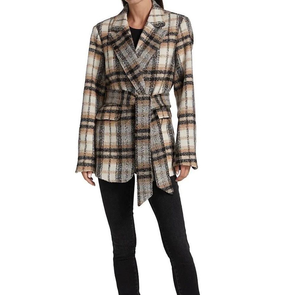 Good American Plaid Boxy Blazer S M